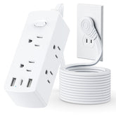 Olcorife flat plug power strip shown with slim profile saves space behind furniture