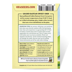 Soil planting with Golden Bantam seeds from The Old Farmer's Almanac, direct sow recommended.