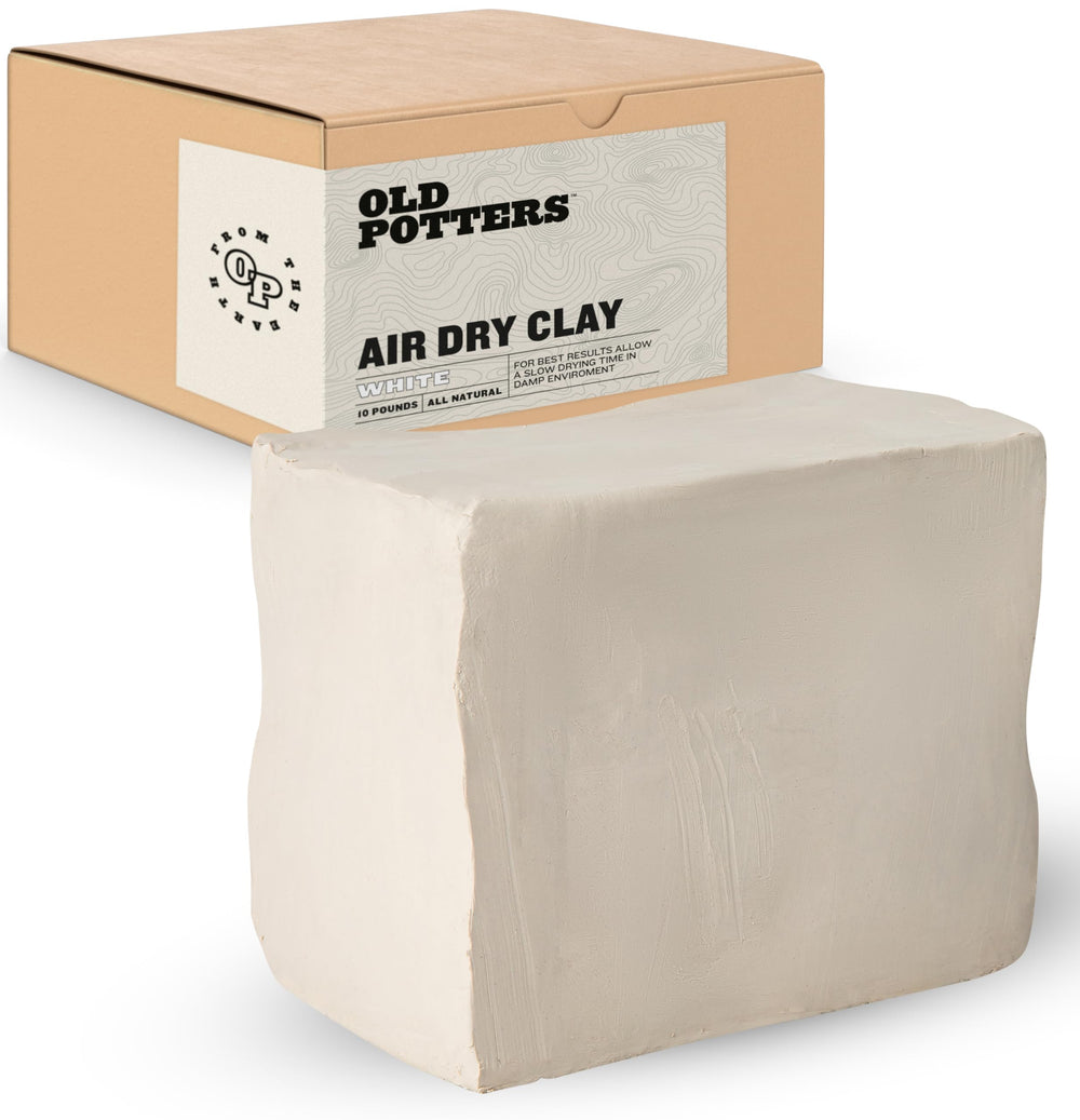 Old Potters air dry clay packaging close-up for easy starts.