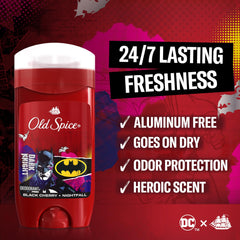 Old Spice Batman packaging highlighting limited edition DC branding.