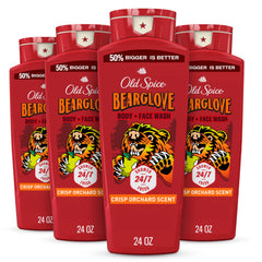Old Spice Bearglove bottle pour showing crisp scent for daily shower
