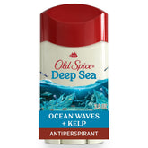 Old Spice Deep Sea bottle front conveys bold branding and lasting freshness.