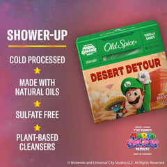 Old Spice Desert Detour packaging front emphasizes zero grit for a smooth rinse.