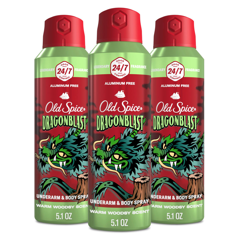 Old Spice Dragonblast bottle front view highlighting long-lasting freshness for daily wear.
