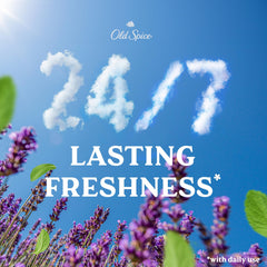 Old Spice GentleMan's lavender-mint-label highlighting calming scent and long-lasting freshness.