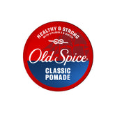 Old Spice hair pomade tin closeup showcasing premium packaging for classic styling