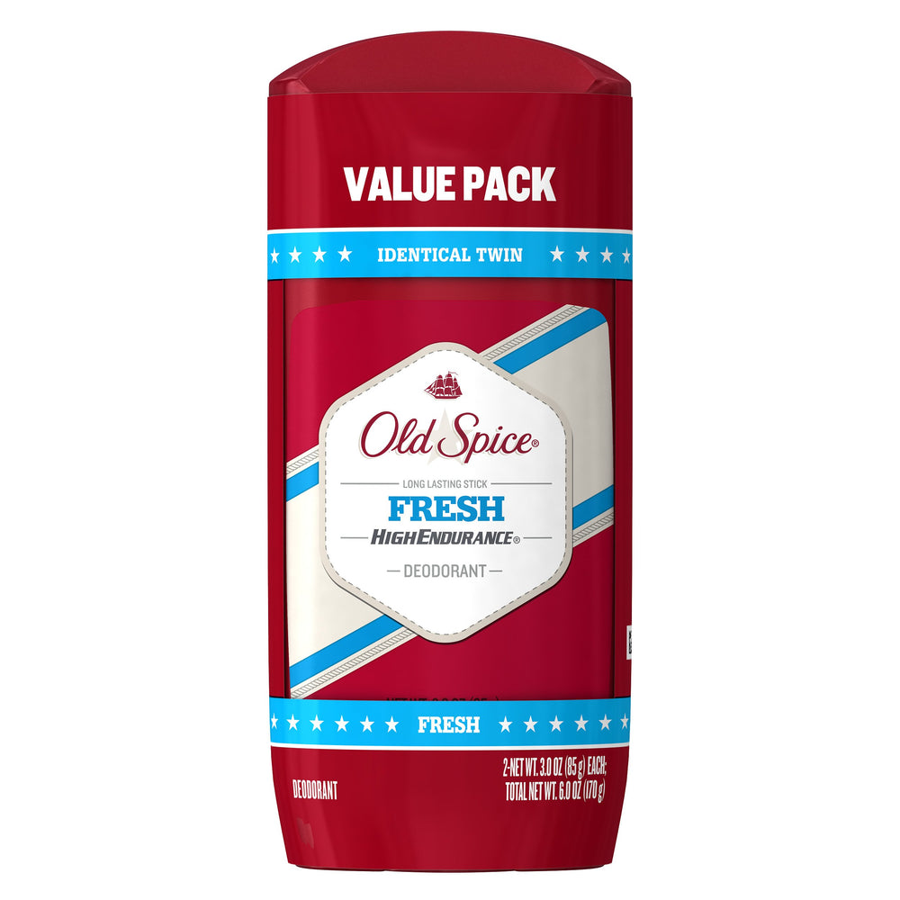 Old Spice High Endurance packaging with fresh scent provides everyday protection.