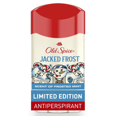 Old Spice Holidude Jacked Frost deodorant bottle showing long-lasting freshness