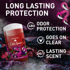 Old Spice RaptorStrike deodorant stick close-up showing clear application.