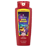 Old Spice Space Mischief bottle front with bold label for daily freshness.