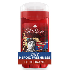 Old Spice Superman aluminum-free deodorant stick delivering lasting freshness.