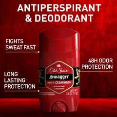 Old Spice Swagger cedarwood fragrance on the bottle for daily wear.
