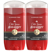 Old Spice Swagger deodorant stick front view showing aluminum-free formula for daily freshness.