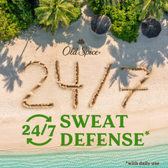 Old Spice Sweat Defense packaging highlights 24/7 protection features