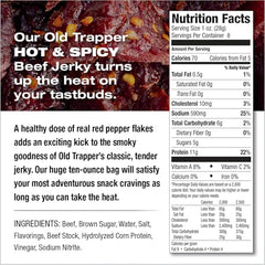Old Trapper jerky slice close-up highlighting smoky flavor and tender texture.
