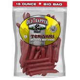 Old Trapper Teriyaki Deli-Style beef sticks on the front bag for on-the-go snacking.