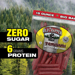 Old Trapper Teriyaki Deli-Style beef sticks in a gym bag for post-workout fuel.
