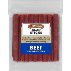 Old Wisconsin beef sausage snack sticks in resealable pack for easy storage