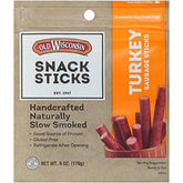 Old Wisconsin Turkey Snack Sticks front pack—premium smoked turkey for on-the-go protein.