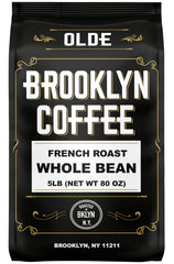 OLDE BROOKLYN COFFEE French Dark Roast beans in 5lb bulk with vibrant aroma.