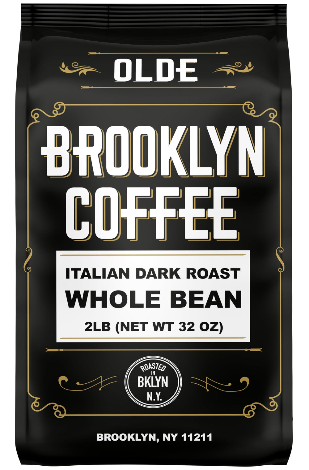 Olde Brooklyn Coffee Italian Dark Roast whole beans ready for rich espresso