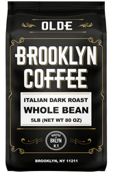 OLDE BROOKLYN COFFEE Italian Dark Roast whole bean for a bold, versatile brew.