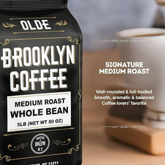 OLDE BROOKLYN COFFEE whole beans aroma image illustrating rich fragrance.