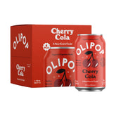 OLIPOP Cherry Cola can front with vibrant flavor and prebiotic goodness for gut-friendly sipping.