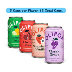 OLIPOP classic grape can highlighting bold grape flavor and prebiotic formula