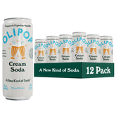 OLIPOP Cream Soda 12-pack display highlighting convenient gut-friendly refreshment.