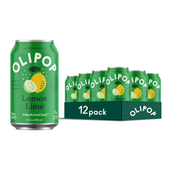 OLIPOP Lemon Lime can showcases gut-friendly prebiotics and plant fiber