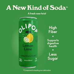 OLIPOP Lemon Lime can side view with clean label