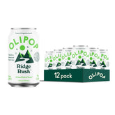 OLIPOP Ridge Rush can—refreshing prebiotic soda with fiber for everyday balance.