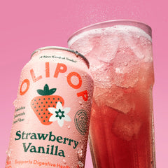 OLIPOP Strawberry Vanilla pantry pack emphasizes convenient, fiber-forward refreshment.