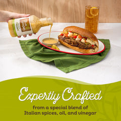 Olive Garden Signature Italian Dressing ingredients close-up reveals Romano cheese detail.