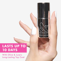 Olive & June nail polish shows chip-resistant wear with high-gloss shine.