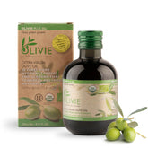 OLIVIE Plus organic olive oil bottle highlighting premium packaging for healthy cooking.