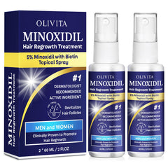 OLIVITA Minoxidil spray bottle ready for daily use to support hair regrowth.