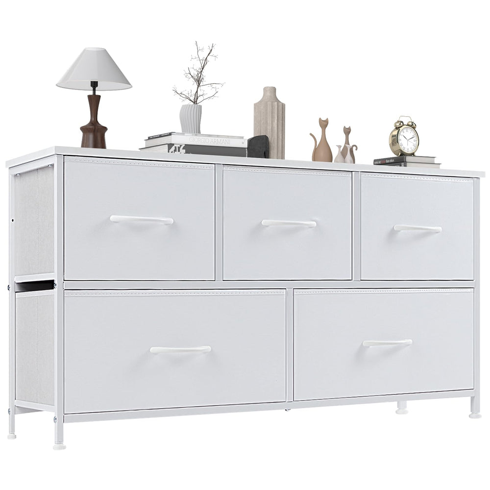 OLIXIS 5-drawer dresser with wood top for bedroom organization and style