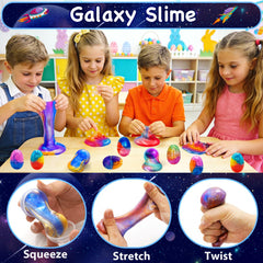 Olixmlya galaxy slime egg interior 6-color kit for versatile color mixing.