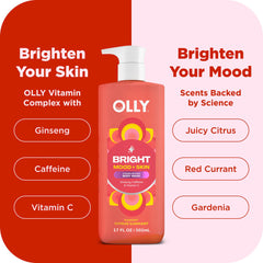 OLLY Bright Body Wash vitamin-complex supports skin vitality.