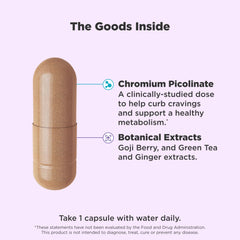 OLLY Combat Cravings capsules inside image emphasizes easy daily capsule format
