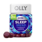 OLLY Extra Strength Sleep Gummies bottle showing easy nightly routine.