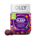 OLLY Immunity Sleep elderberry bottle showing nightly routine benefits