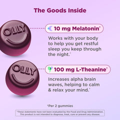 OLLY sleep gummies packaging viewed from the top for quick access