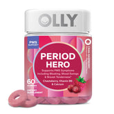 OLLY Period Hero Gummies bottle with Cran-Raspberry flavor for cycle comfort.