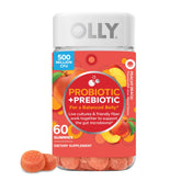 OLLY Probiotic + Prebiotic gummy bottle with peach flavor for daily gut support.