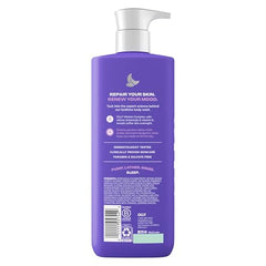 OLLY Renew bottle pour demonstrates easy, gentle cleansing for a relaxing bedtime routine
