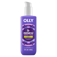 OLLY Renew Mood + Skin bottle with creamy serum for overnight nourishment