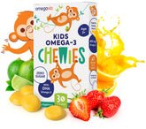 OmegaVia Kids Omega 3 Chewies pack, kid-friendly omega-3 supplement for daily use